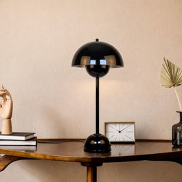 Opviq Lámpara de Mesa de Metal Negra